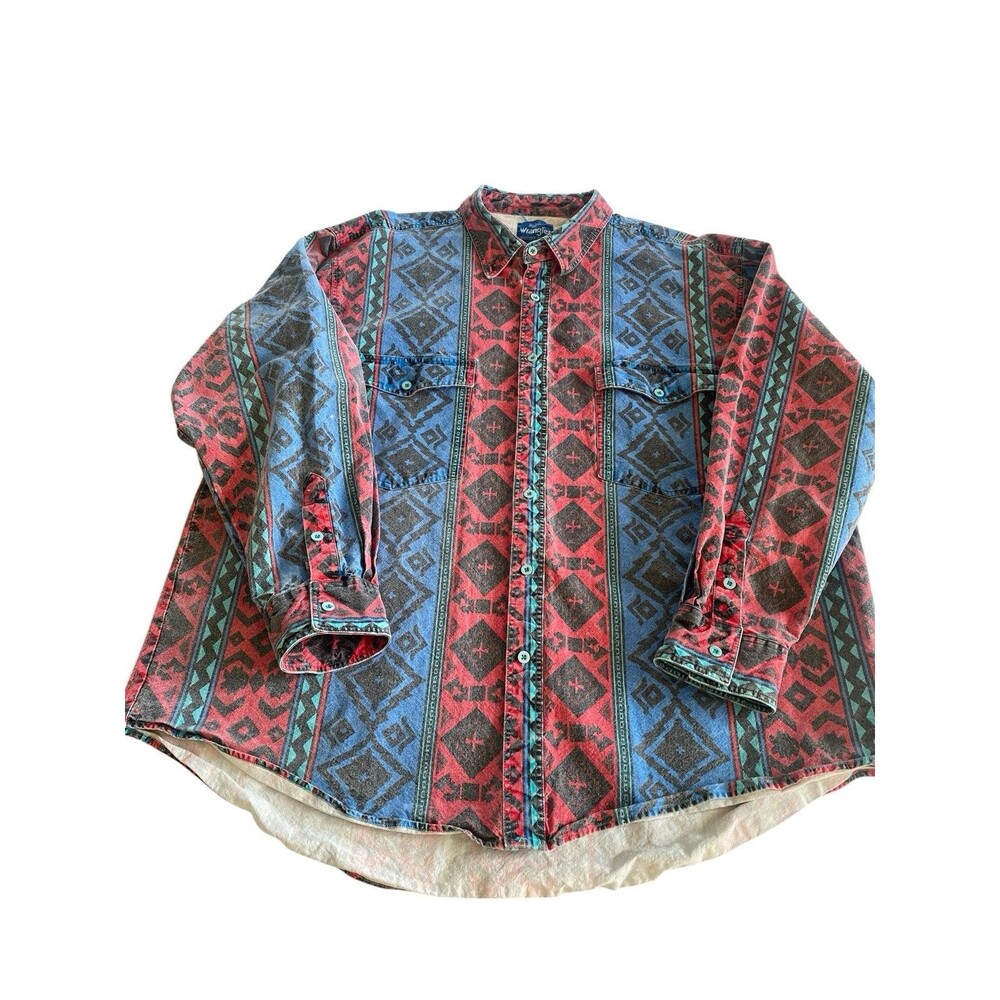 Vintage Wrangler Mens Shirt Cowboy Southwestern XXL Ranch Western 18x181/2